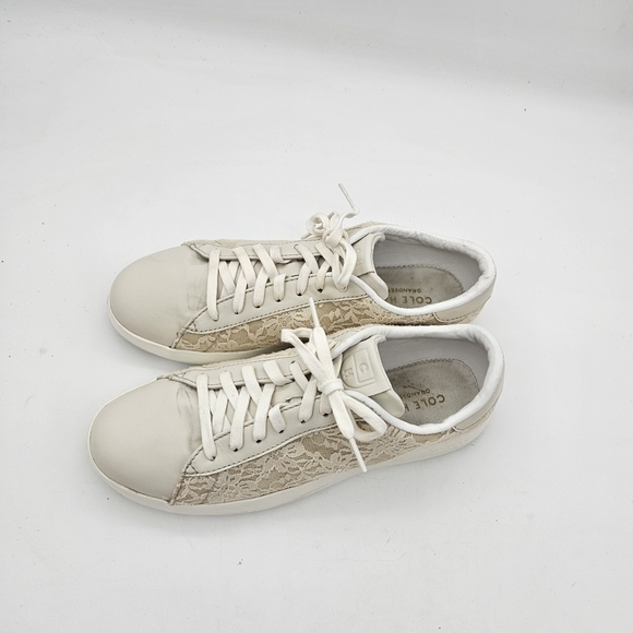 Cole Haan GrandPro Womens Tennis Shoes Floral Lace Sneakers Ivory Size 9.5 B - Picture 9 of 13
